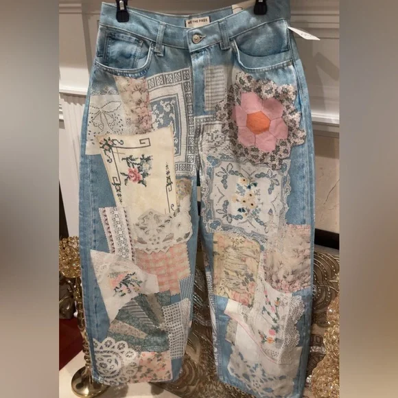 Free People Blue Patchwork soft Jeans🦋✨🦋 - Picture 6 of 16